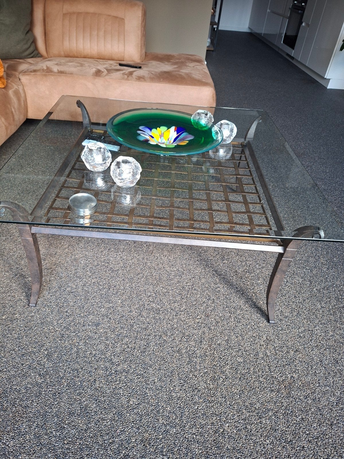Set van 3 glazen tafels; Villa d'Este" collectie van Pierre, Huis en Inrichting, Ophalen, 50 – 75, Gebruikt, 100 tot 150 cm
