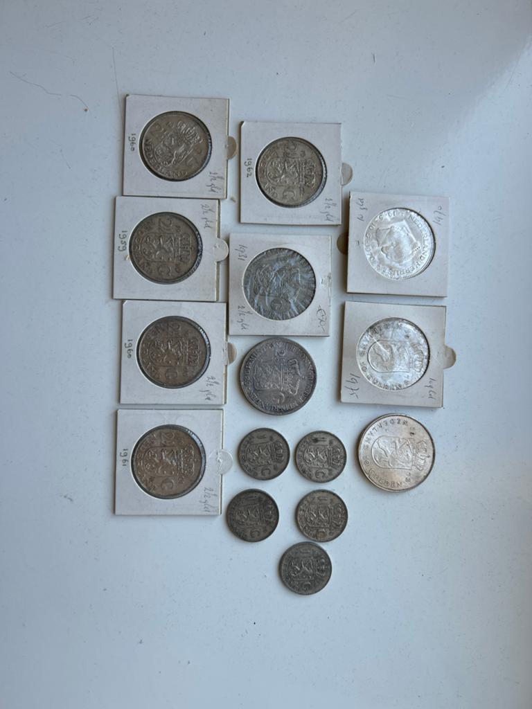 Zilveren gulden, 10 gulden, 2.5 gulden, 1 gulden., Koningin Juliana, Setje, Zilver, Ophalen of Verzenden