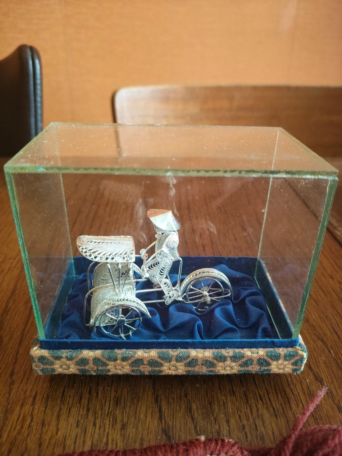 Zilveren Riksja Miniatuur in Vitrine, Antiek en Kunst, Ophalen of Verzenden, Zilver