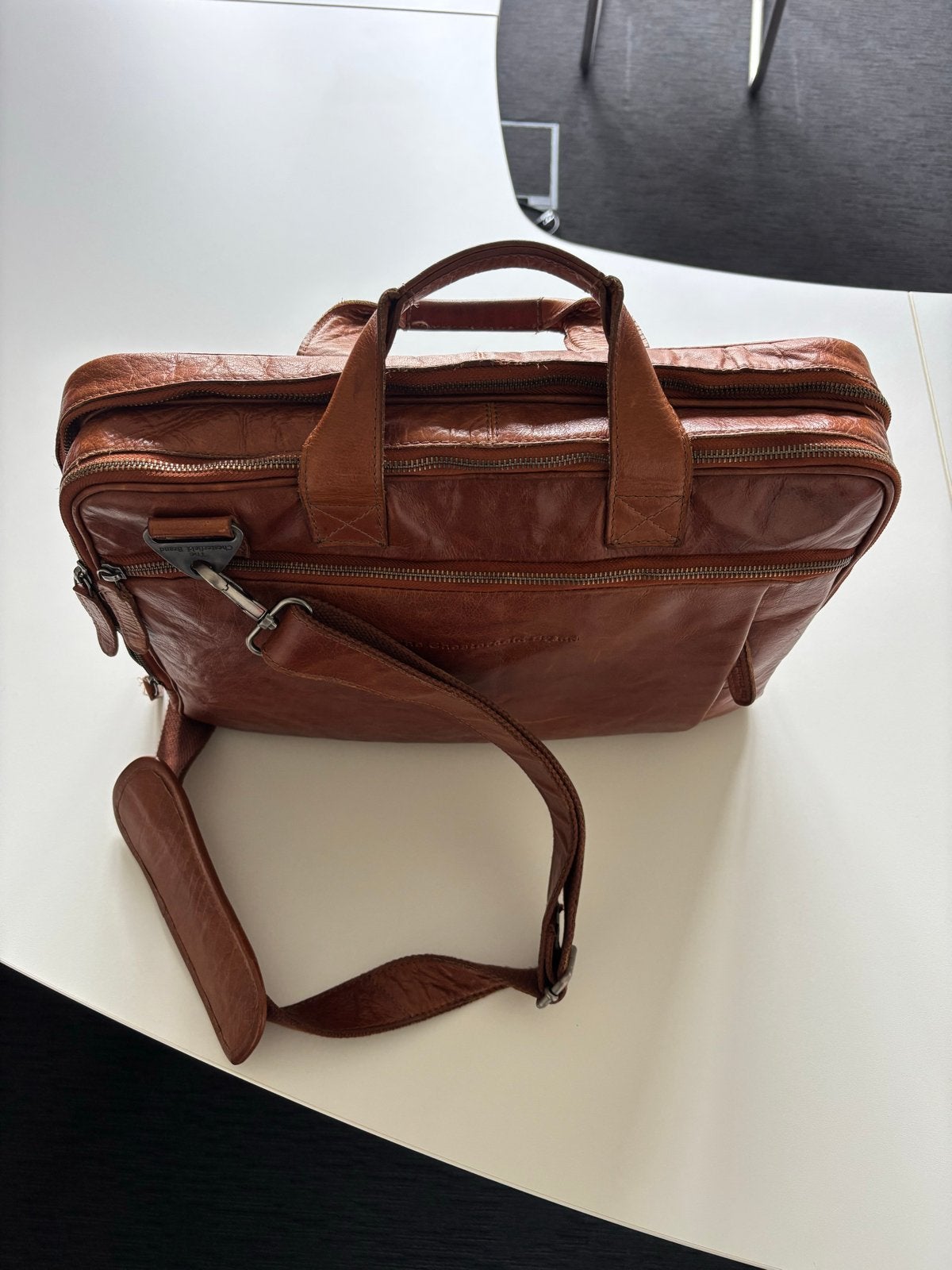 Leren aktetas/laptoptas van The Chesterfield Brand, Ophalen, Bruin, Echt leder, 105 tot 115 cm
