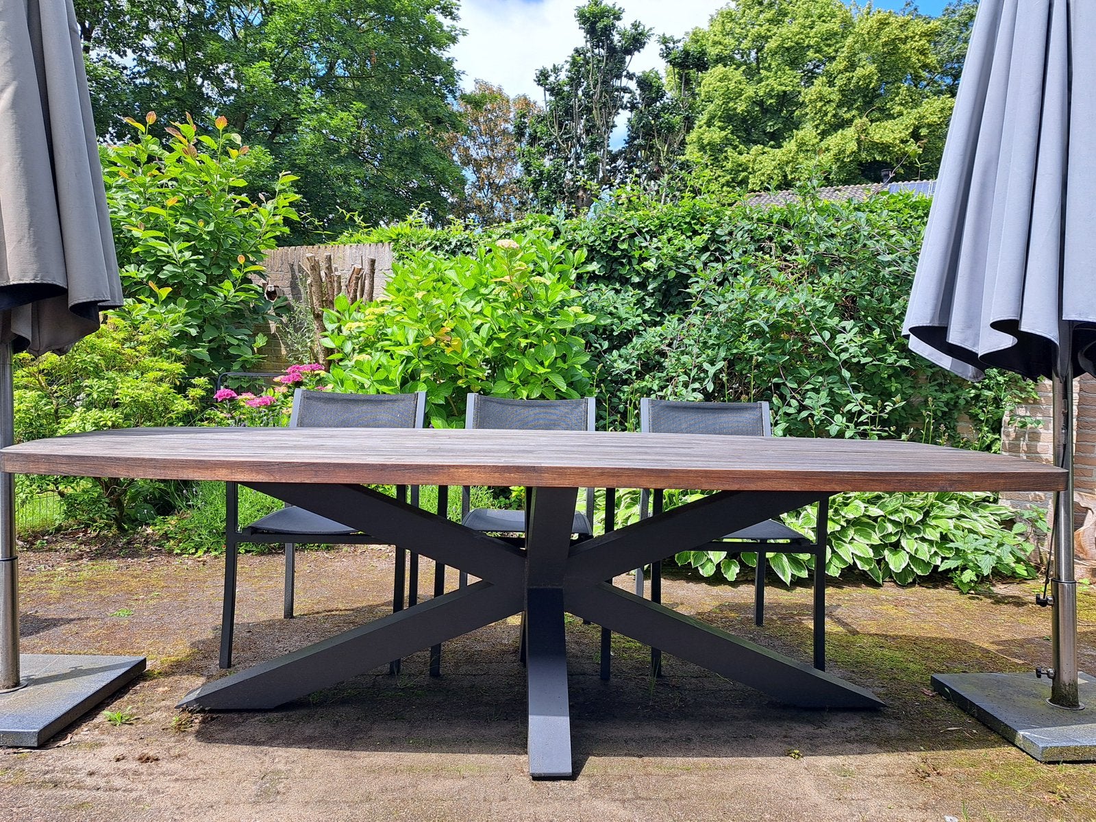 Tuintafel, Tuin en Terras, Tuintafels, Ophalen, Zo goed als nieuw, Ovaal, Teakhout