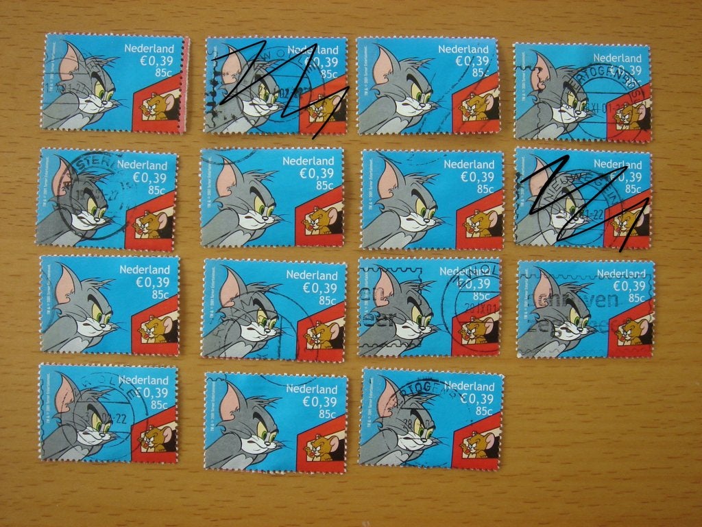 2001 Cartoons NVPH 1994 - 13x Tom en Jerry , Ophalen of Verzenden, Na 1940, Gestempeld