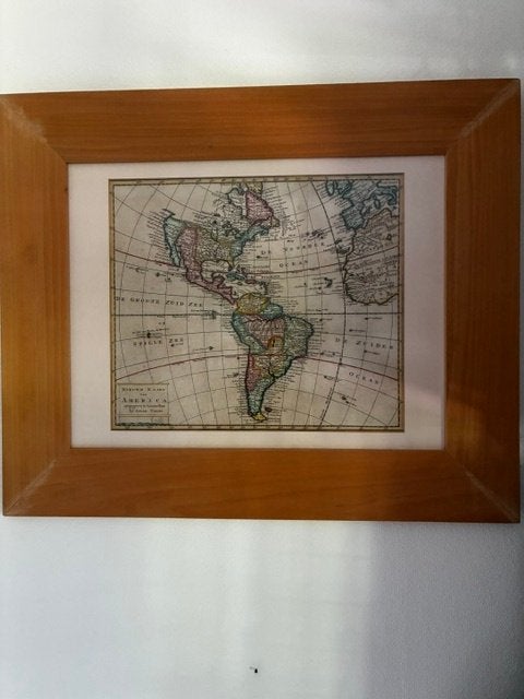 Nieuwe Kaart van America, ORIGINEEL uit 1766, Isaak Tirion!, Ingelijst, Cartografie, 27 cm, Ophalen of Verzenden