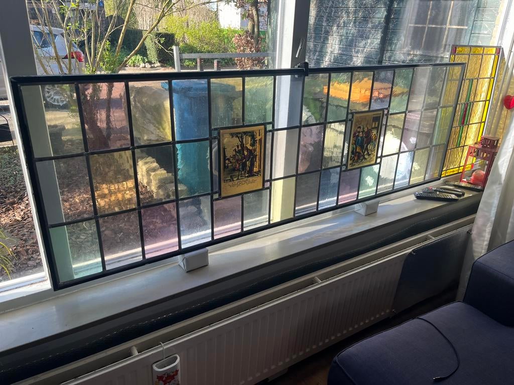OPRUIMING, Glas in lood groot raam., Doe-het-zelf en Verbouw, Glas en Ramen, Ophalen, Gevelraam of Ruit, Minder dan 80 cm, Glas in lood