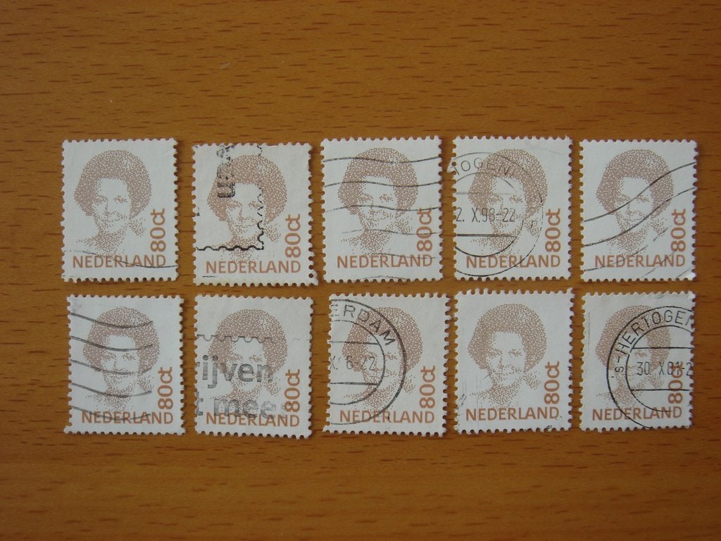 Beatrix type Inversie 10x NVPH 1489 - 80 cent   Gestempeld, Ophalen of Verzenden, Na 1940, Gestempeld
