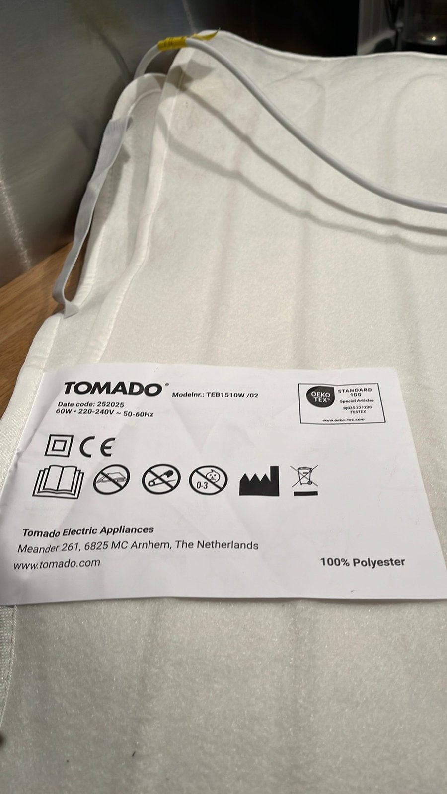 Tomado warmtedeken 150x80, Eenpersoons, Wit, Ophalen of Verzenden, Zo goed als nieuw