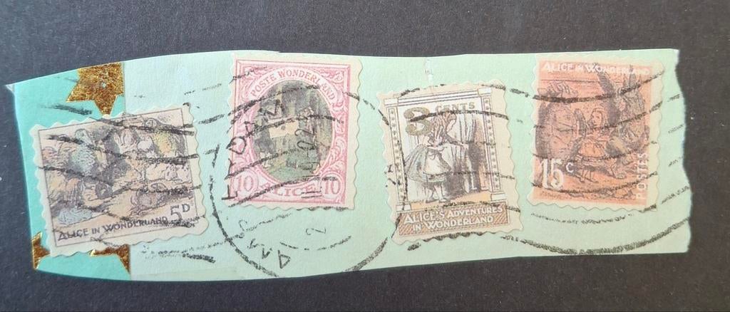 Wonderland zegels met stempel Amsterdam, Verzenden