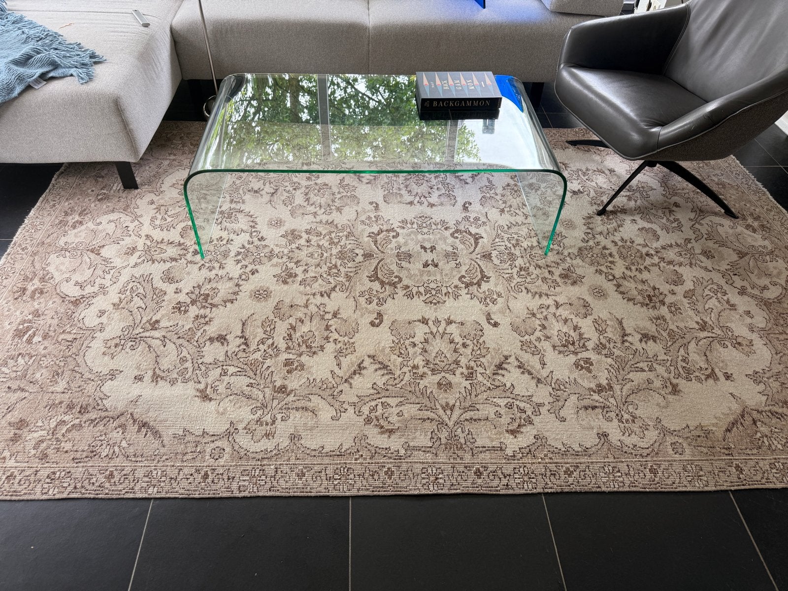 Rozen Kelim Vloerkleed - Wol - 310 x 190 cm, Beige, 150 tot 200 cm, 200 cm of meer, Ophalen of Verzenden