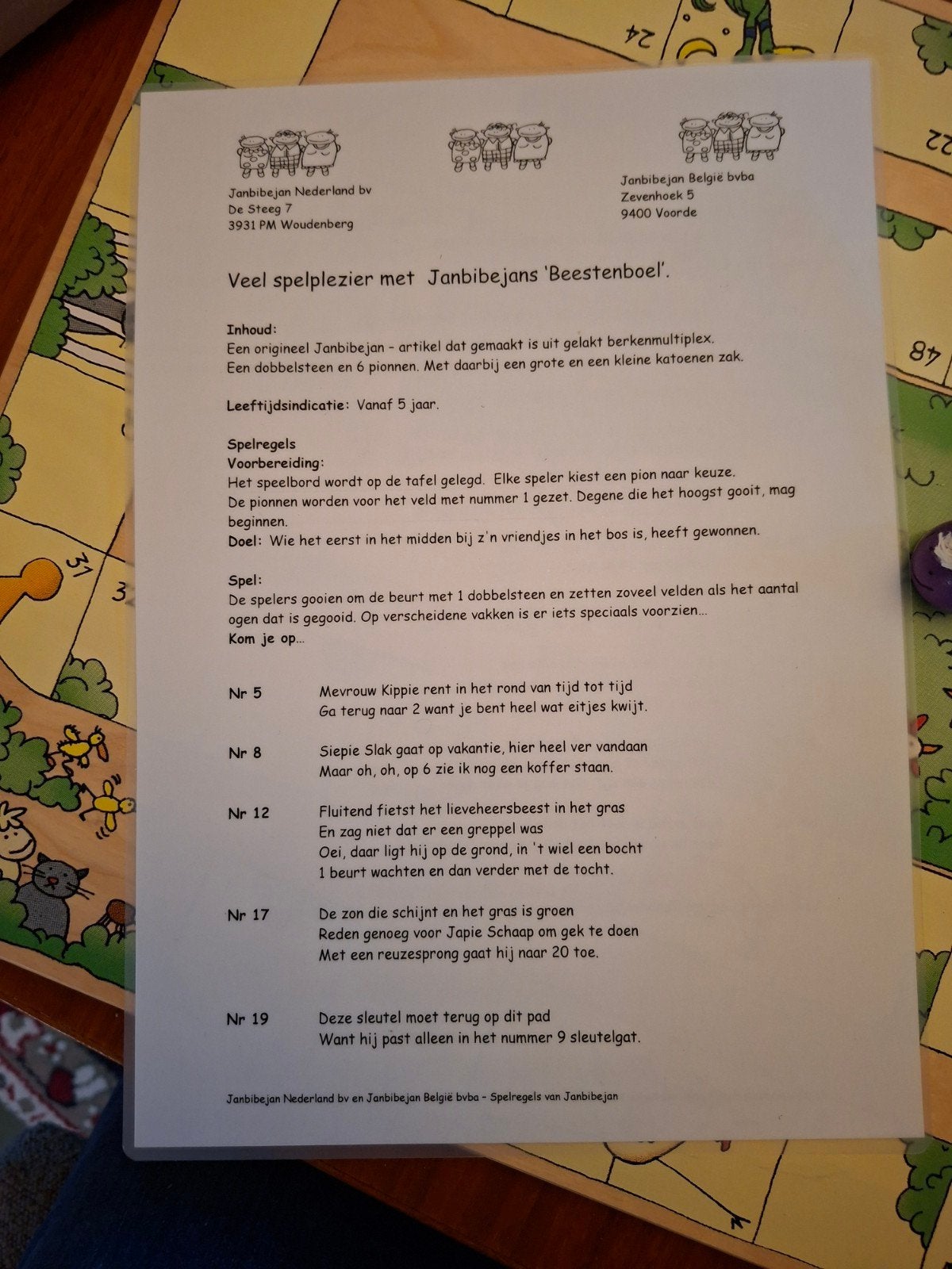 mooi houten bordspel Janbibejan beestenboel, Ophalen, Zo goed als nieuw