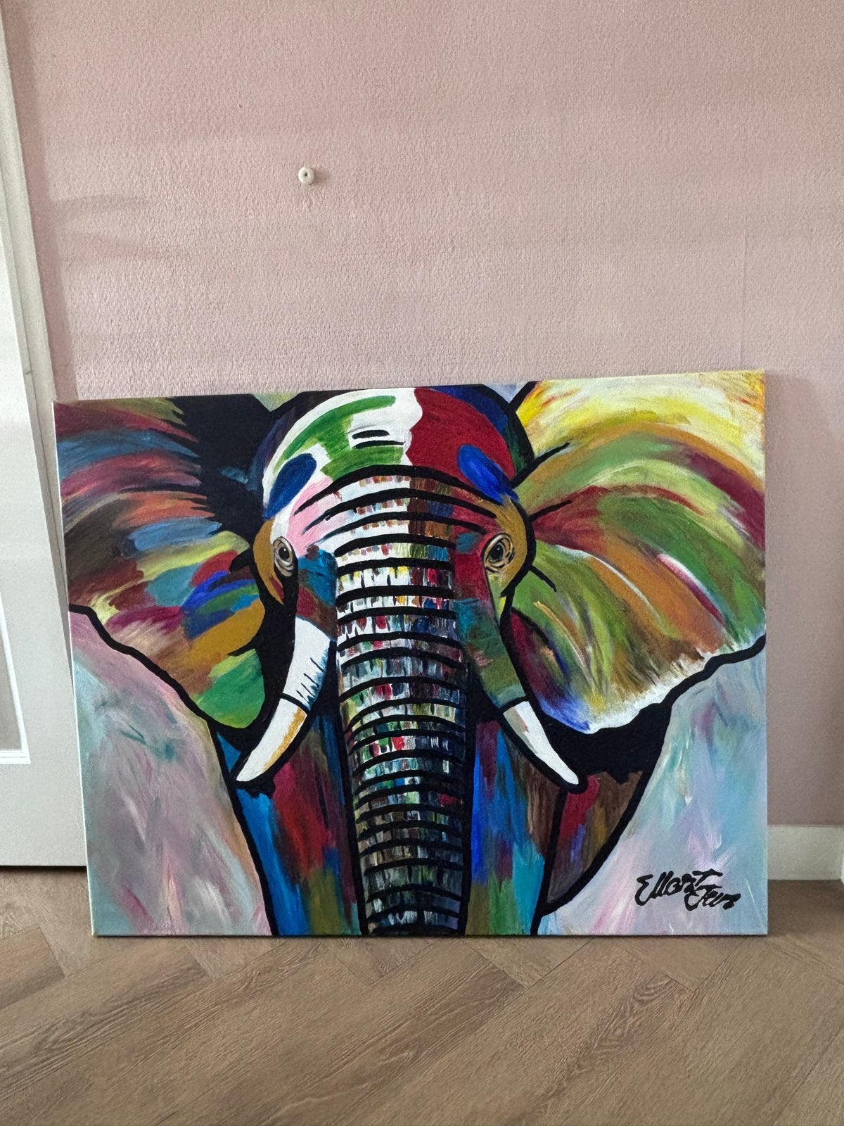 Kleurrijk olifant schilderij - Handgeschilderd, Ophalen, Acrylverf, Handgeschilderd, Dieren