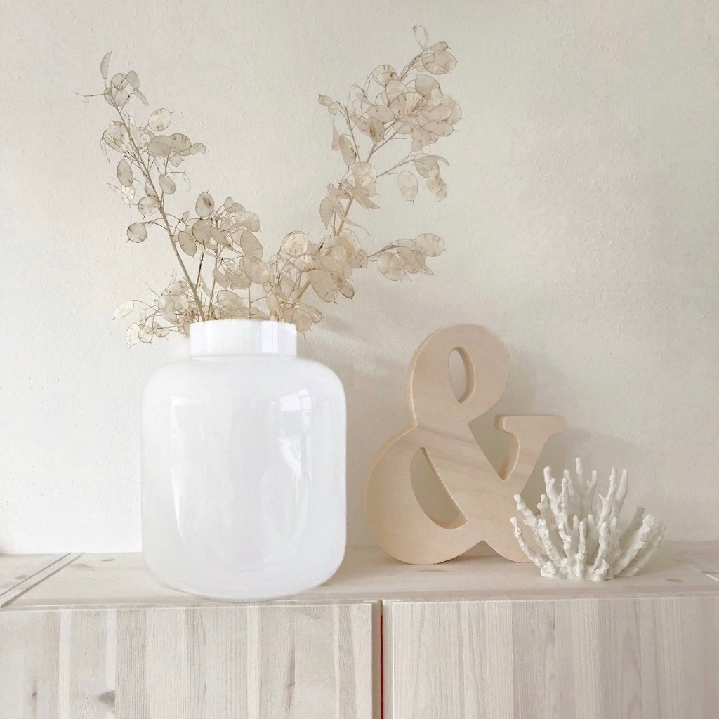 Grote design vaas wit melk glas Scandinavisch stijlvol luxe, Wit, Nieuw, Glas, Ophalen
