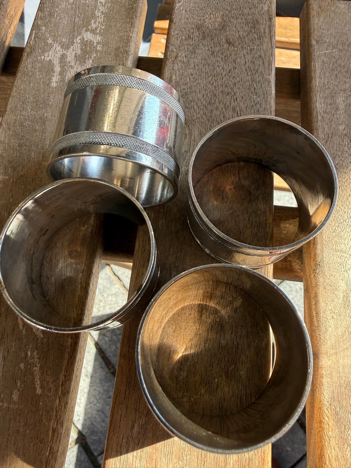 4 Verzilverde Servetringen - Traditionele Maat, Ophalen of Verzenden, Zilver
