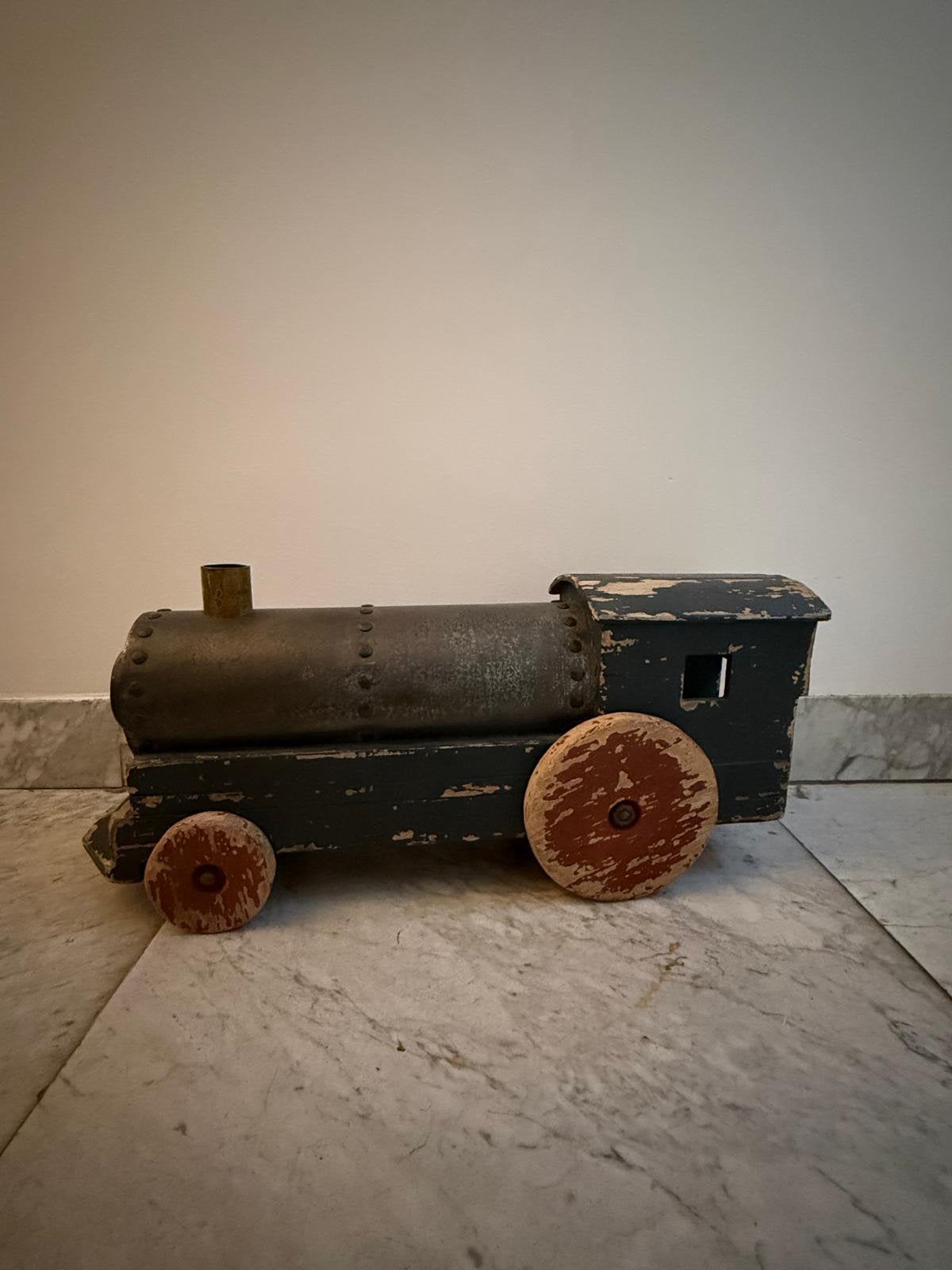 Oude grote houten trein, Antiek en Kunst, Curiosa en Brocante, Ophalen of Verzenden
