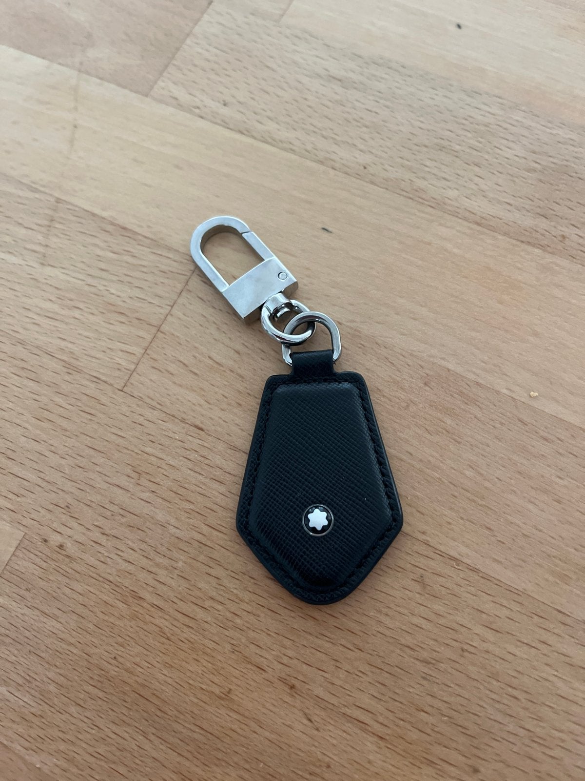 Montblanc Sleutelhanger Zwart Leer - Made in Italy, Ophalen of Verzenden, Zo goed als nieuw, Merk