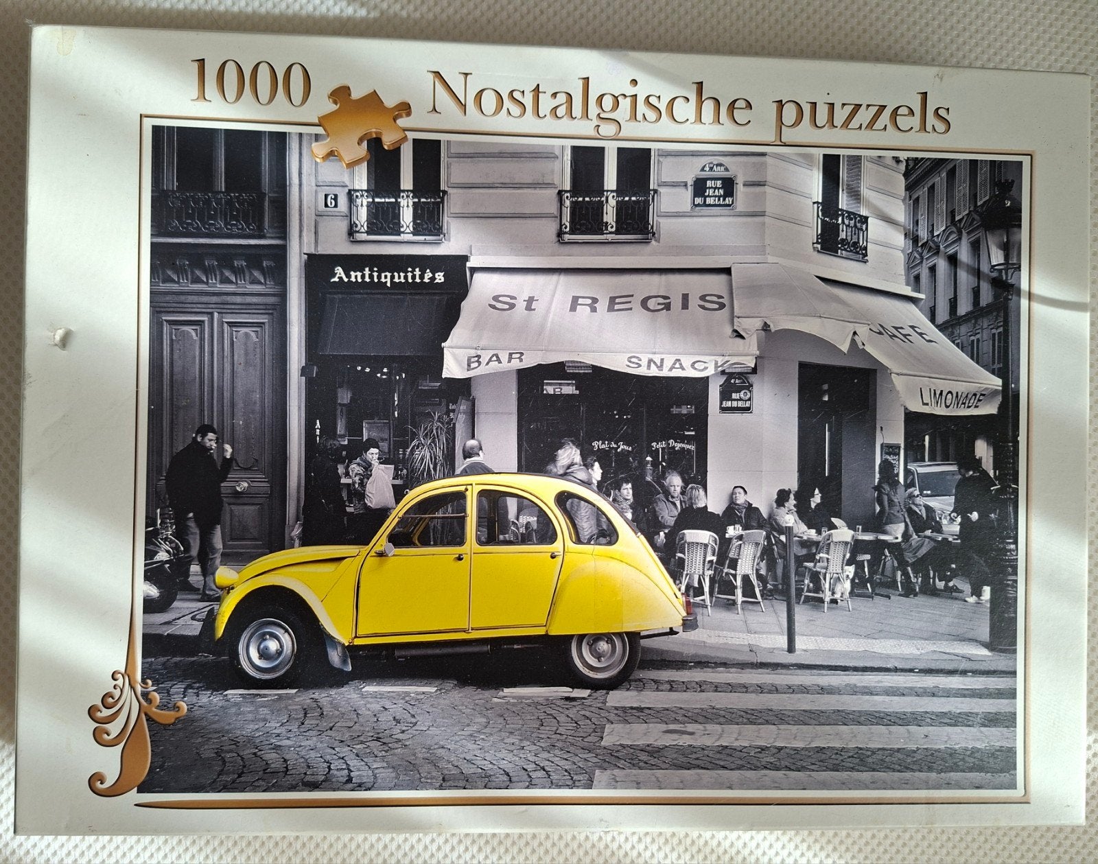 Nostalgische puzzel 1000 stukjes - Parijs café, Ophalen of Verzenden, Gebruikt