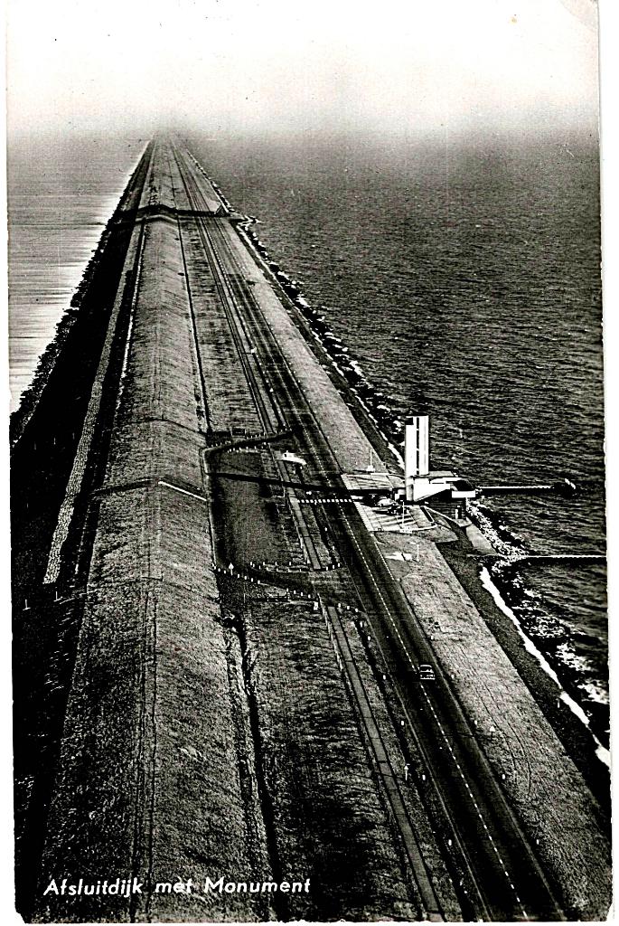 Afsluitdijk met monument, ongelopen, richtprijs 2,50, Verzenden, 1940 tot 1960, Ongelopen, Friesland
