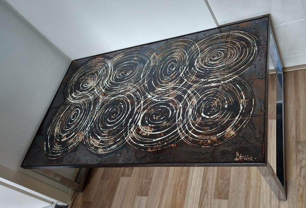 Belarti  Brutalist salontafel keramiek tegels vintage, Ophalen, 100 tot 150 cm, Overige materialen, Vintage