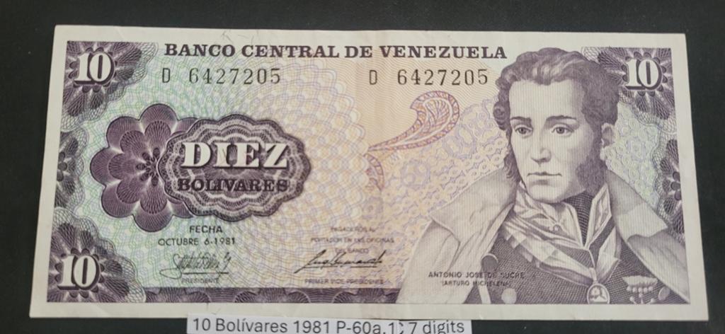 Venezuela 10 Bolivares 1981 P-60a.1 Bankbiljet, Ophalen of Verzenden