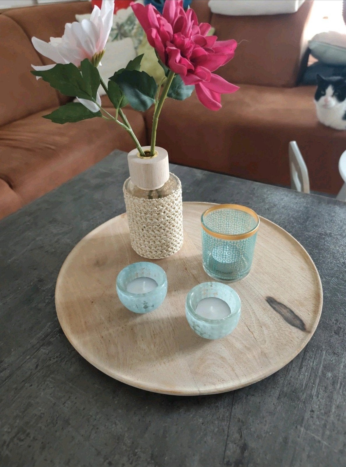 3 theelichthouders, Gebruikt, Blauw, Waxinelichthouder, Ophalen of Verzenden