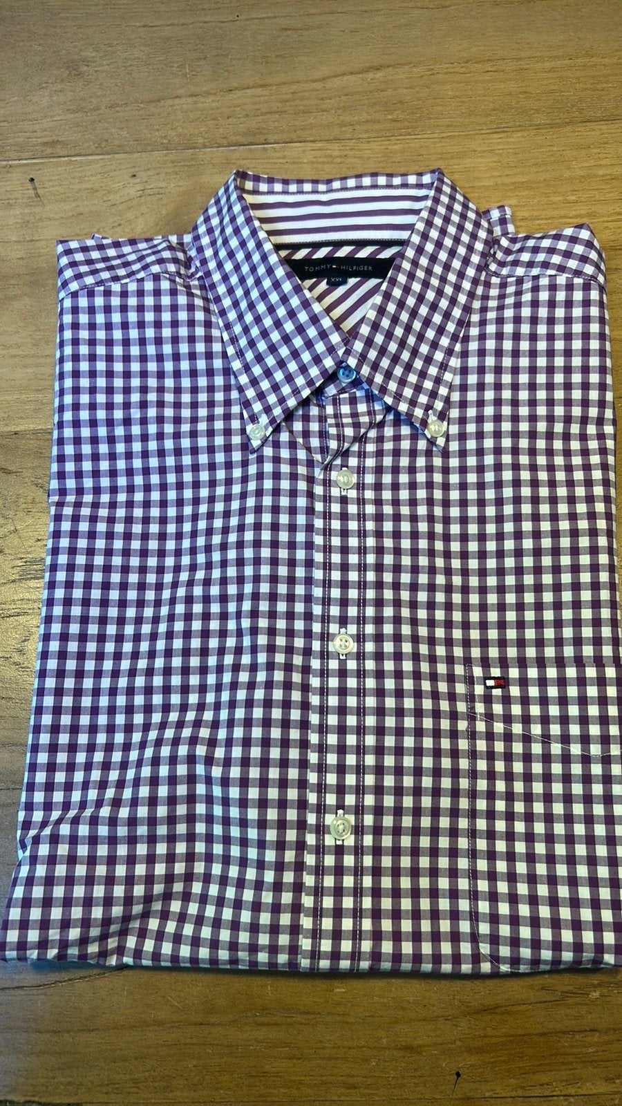 Tommy Hilfiger overhemd  XXL korte mouw, Kleding | Heren, Overhemden, Ophalen of Verzenden, Zo goed als nieuw, Paars, Overige halswijdtes