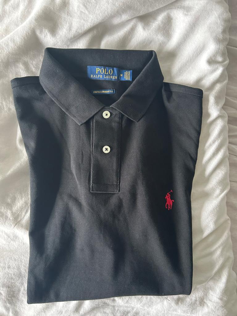 Ralph lauren Polo Zwart met rood paardje, Kleding | Heren, Polo's, Ophalen of Verzenden, Zo goed als nieuw, Maat 48/50 (M), Zwart