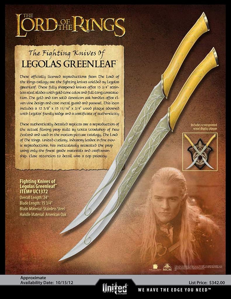 Legolas fighting knives LOTR replica United Cutlery, West Campus 1 76863 Herxheim, Heo GmbH, Nieuw, Ophalen of Verzenden