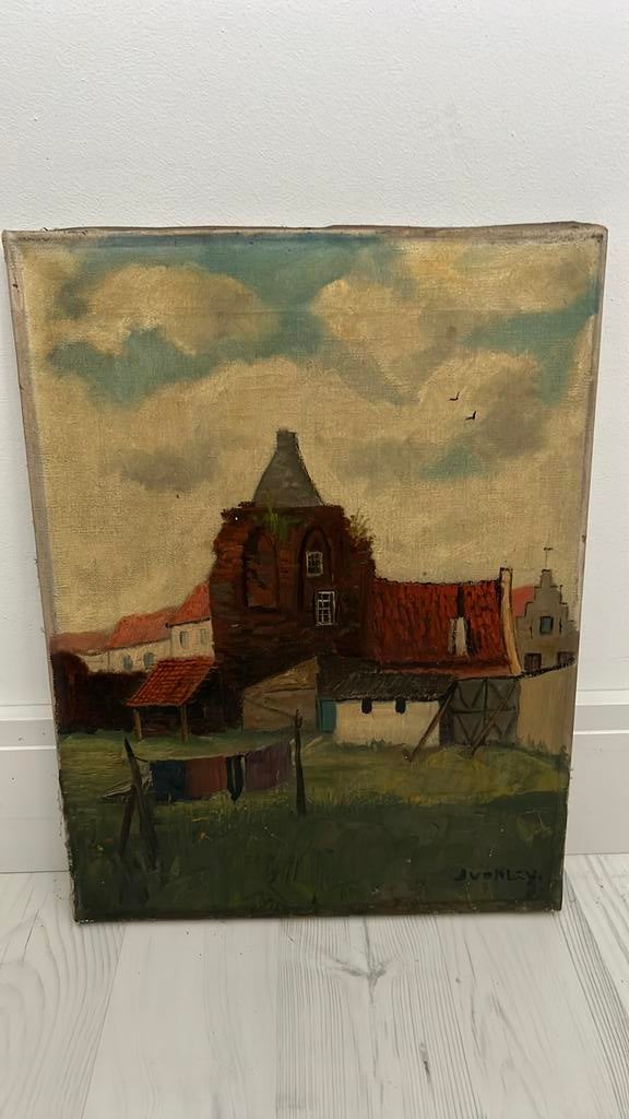 Olieverf schilderij jan van der kley 30x40cm, Antiek en Kunst, Ophalen of Verzenden