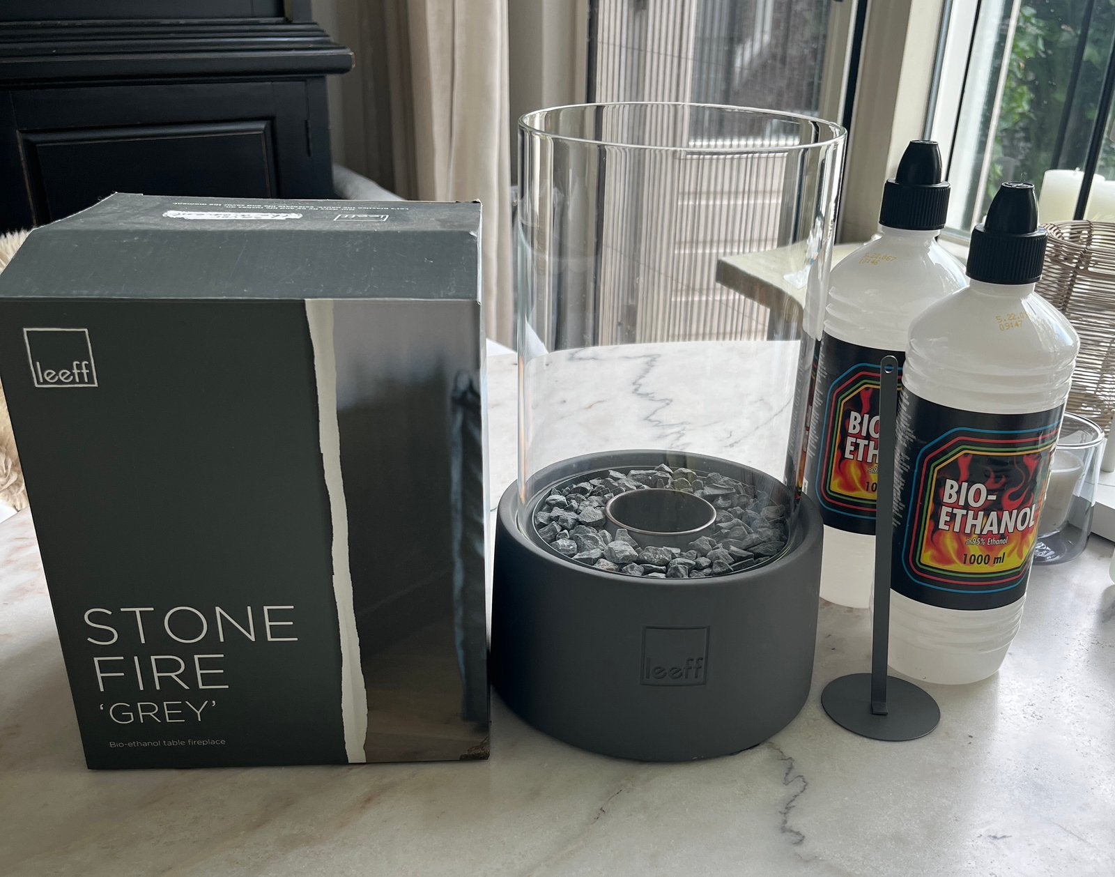 Leeff Stonefire Grey bio-ethanol, Tuin en Terras, Tuinhaarden, Ophalen, Zo goed als nieuw
