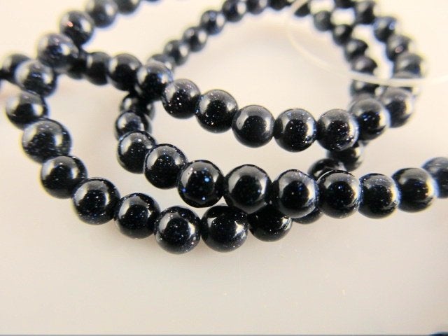 Goudsteen donkerblauw rond circa 4-6 en 8 mm, Ophalen, Nieuw, Kraal
