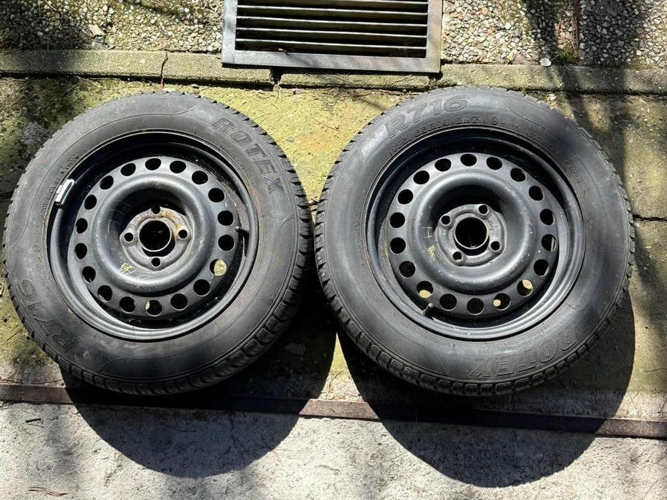2 ROTEX banden op stalen velg 175/65R14 steekmaat 4x100, Auto-onderdelen, Banden en Velgen, Ophalen, 14 inch, Gebruikt, 175 mm