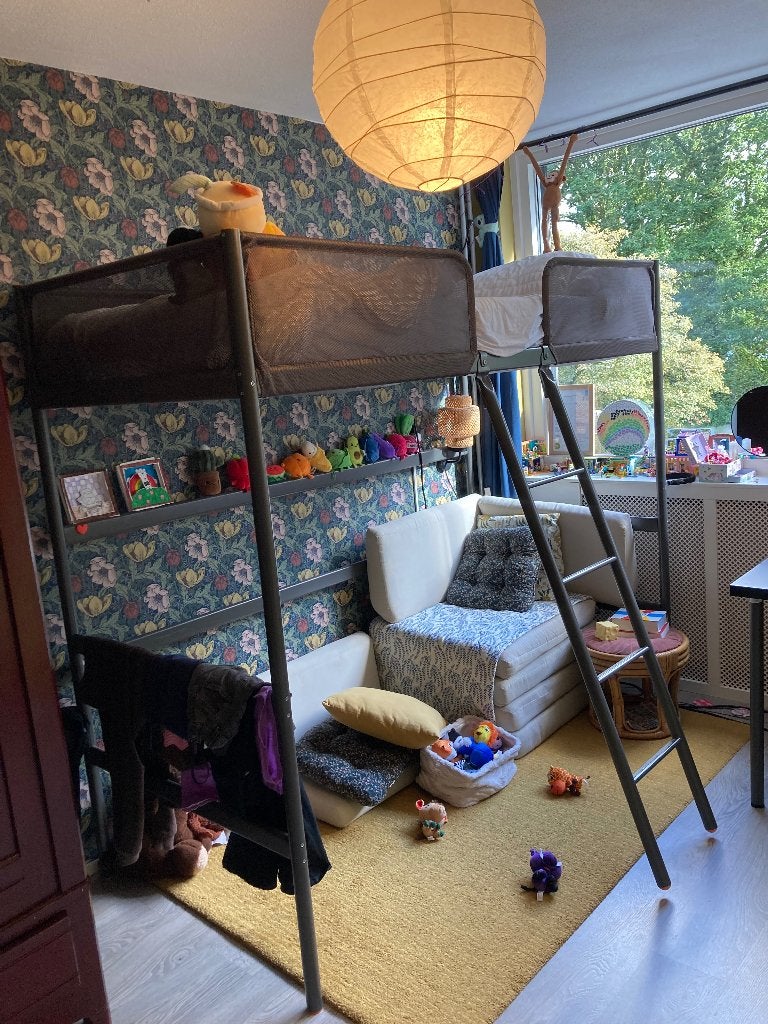 Hoogslaper IKEA Tuffing, donkergrijs, Ophalen, Eenpersoons, 200 cm, 180 tot 200 cm
