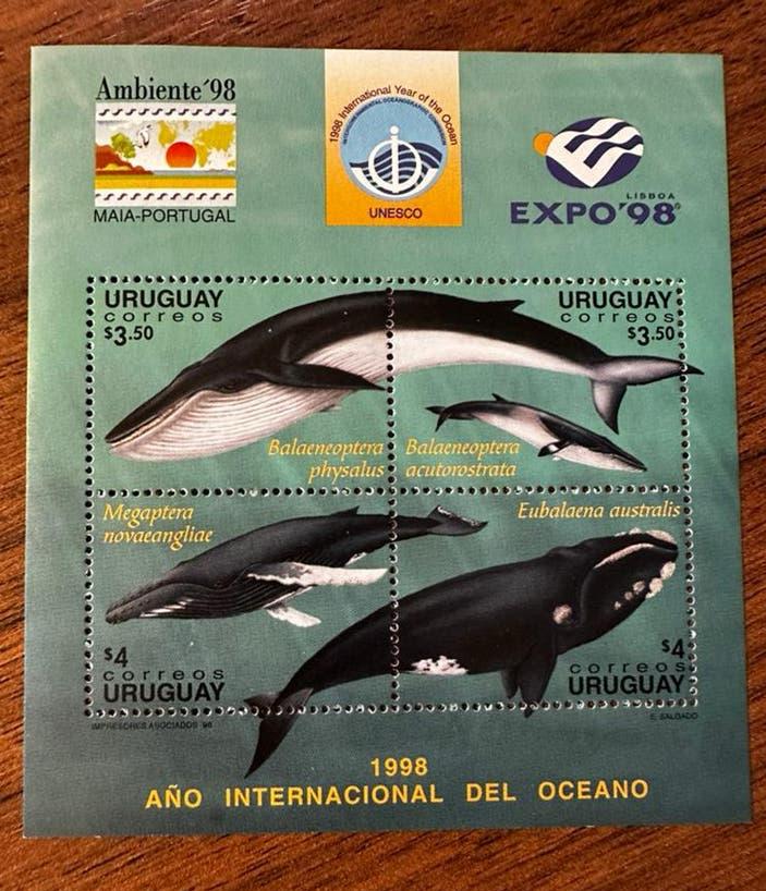 Uruguay 1998 postfris - dag van de Oceaan walvissen, Ophalen of Verzenden, Postfris