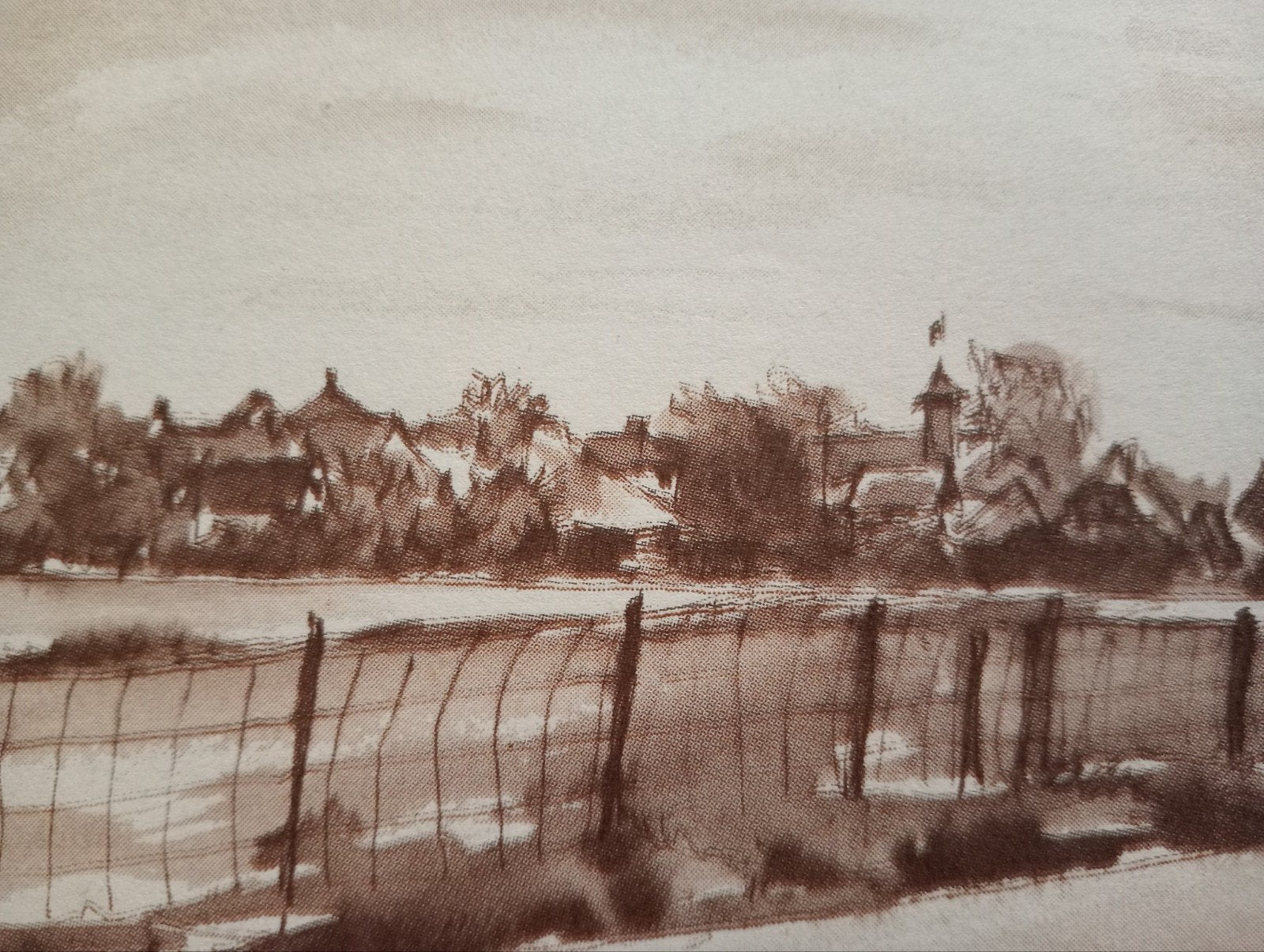 Sint Maarten Offset Prent - 20 x 25 cm - Redelijke staat, Verzamelen, Ophalen of Verzenden