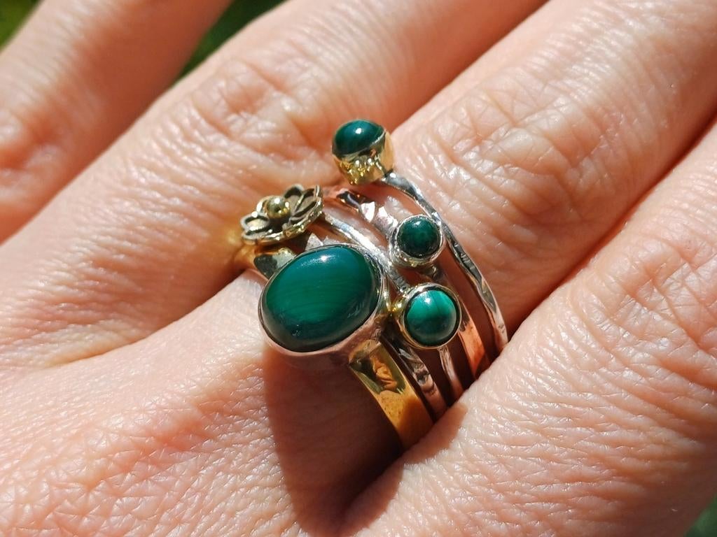 Vanoli 925 zilveren multi ring met malachiet maat 18, Daiva1973@hotmail.com, 18 tot 19, Vanoli, Amsterdam