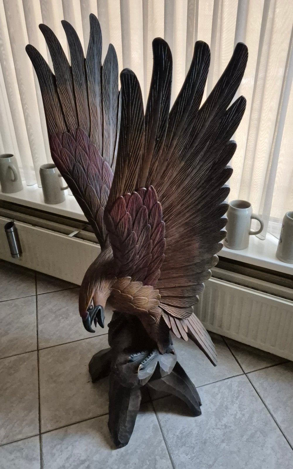 te koop grote arend van hout in nette staat, Antiek en Kunst, Ophalen, Houtsnijwerk, 1 meter - 2 meter, Hout