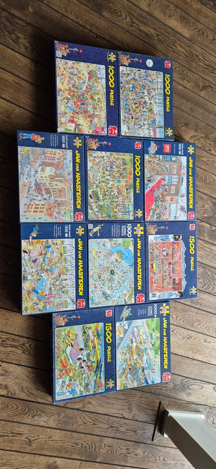 Collectie Jan van Haasteren puzzels 10x (1000/1500/2000), Ophalen of Verzenden, Meer dan 1500 stukjes, Gebruikt, Legpuzzel