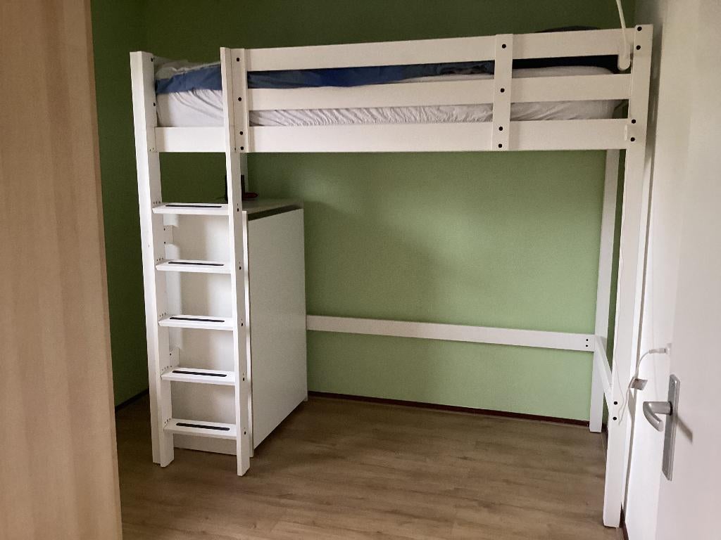 Eenpersoons hoogslaper met inbouw ladenkast, Ophalen, Gebruikt, Eenpersoons, 200 cm