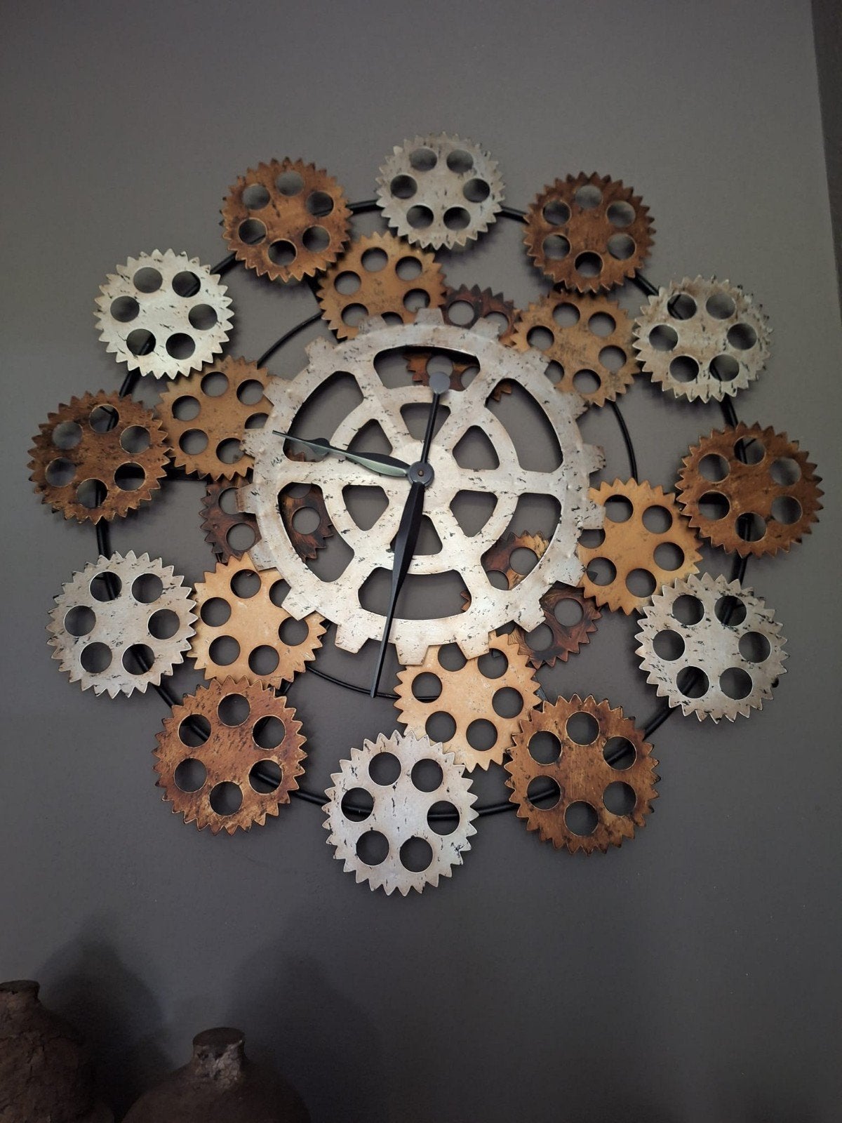 Industriële Wandklok met Tandwielen - Uniek Design, Ophalen of Verzenden