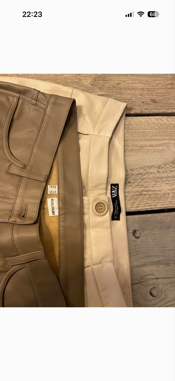 Stijlvolle kunst Leren Broek - Beige/Taupe, Beige, Zo goed als nieuw, Lang, Ophalen