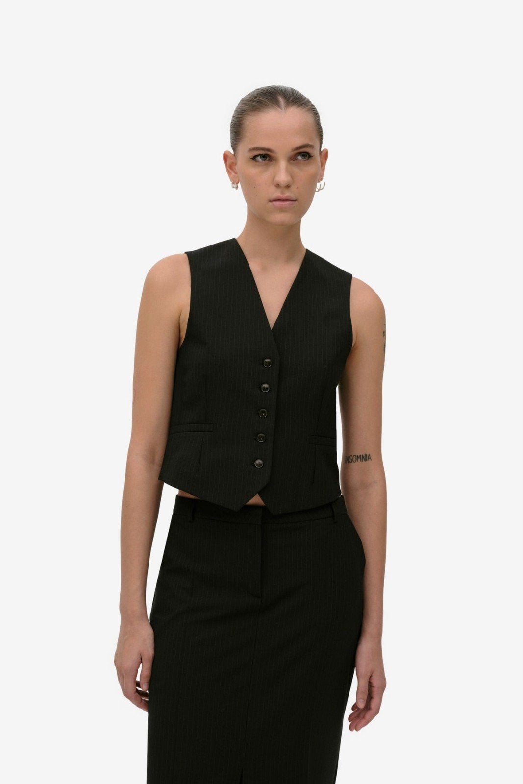 Herskind streep gilet top nieuw, Maat 38/40 (M), Verzenden, Zwart, Nieuw