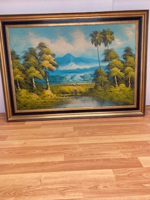 Schilderij van landschap Indonesie, Antiek en Kunst, Kunst | Schilderijen | Klassiek, Ophalen