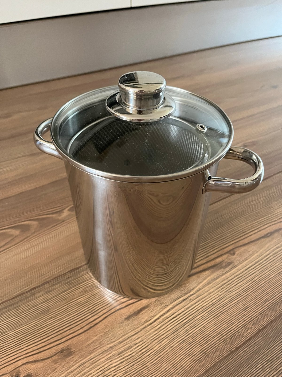 Aspergepan, RVS met mand en deksel - Le Chef, Frituurpan, Gebruikt, Met deksel, Ophalen of Verzenden