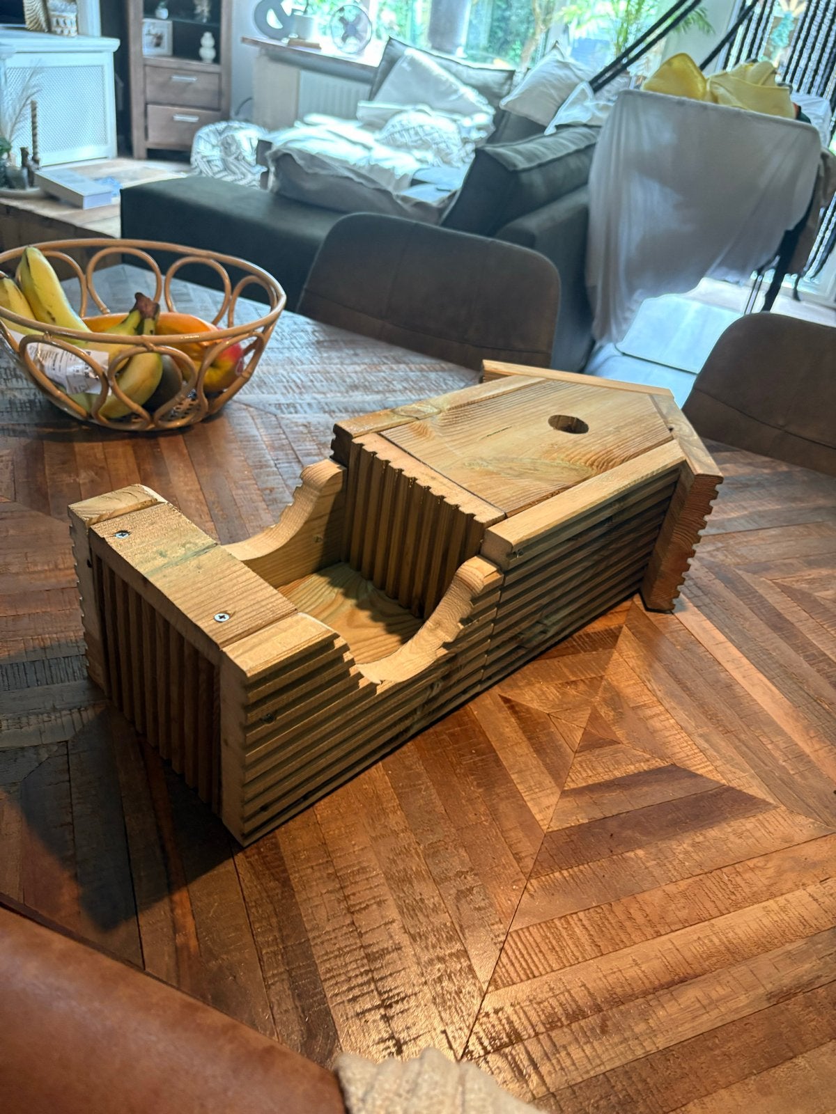 Uniek Houten Vogelhuisje met Voederbak, Ophalen of Verzenden, Nieuw