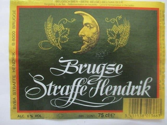 bieretiket Belgie 17-8 (19P) straffe hendrik, Verzamelen, Ophalen of Verzenden, Gebruikt, Overige typen, Overige merken
