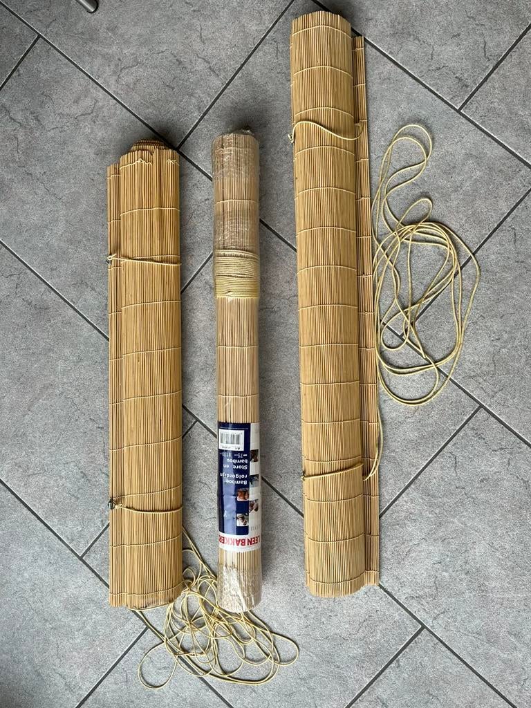 3 bamboe rolgordijnen, naturel, 75 x 130 en 90 x 130, Ophalen, Minder dan 10 m²