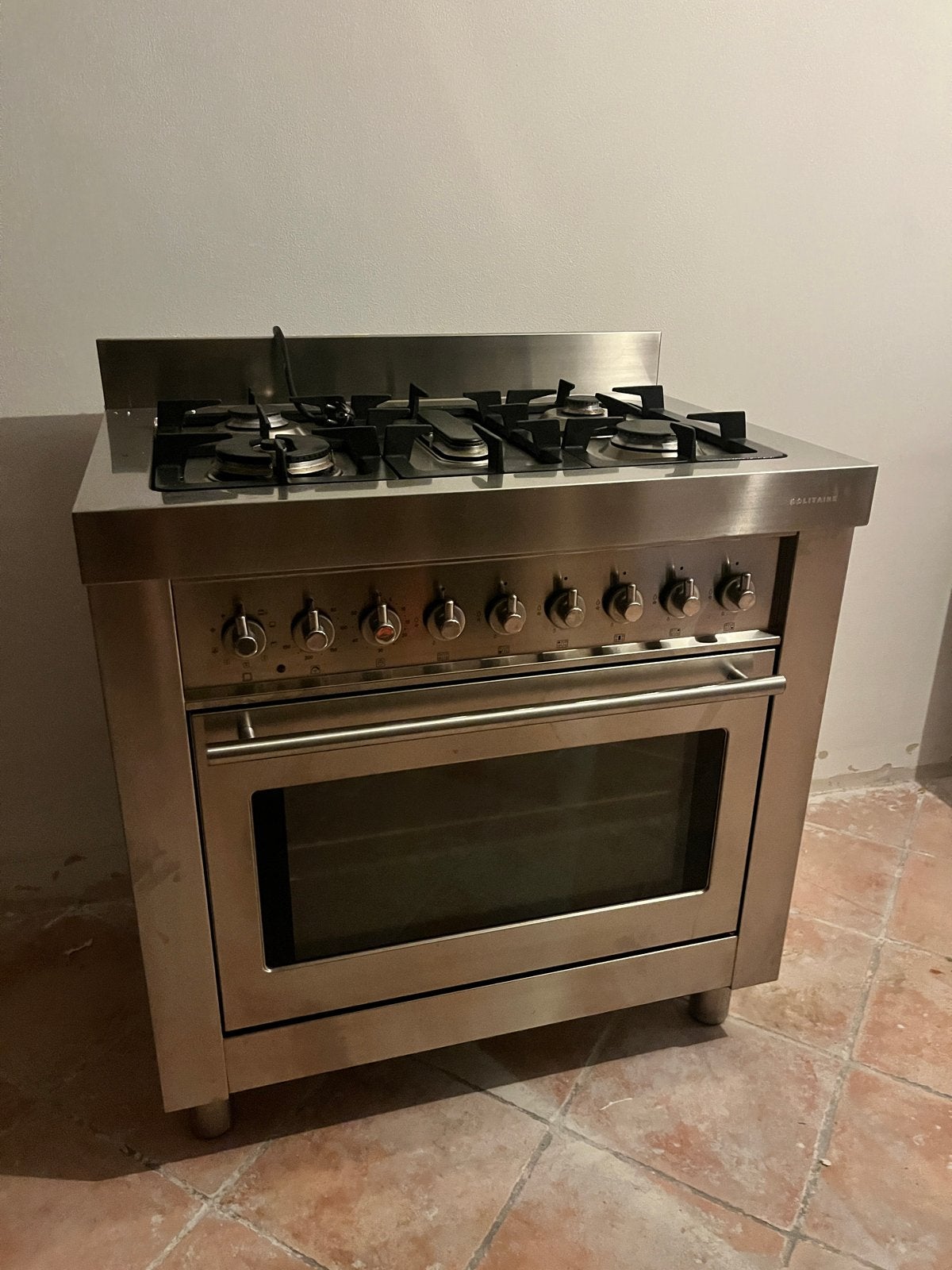 Solitaire Vrijstaand Gasfornuis met Oven - RVS, Ophalen, Gebruikt, 60 cm of meer, Grill