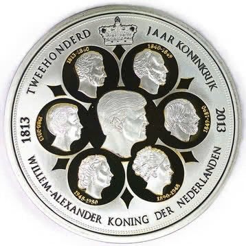 Prachtige herdenkingspenning 200 jaar Koninkrijk 1813–2013, Ophalen of Verzenden, Zo goed als nieuw, Nederland, Postzegel(s) of Munt(en)