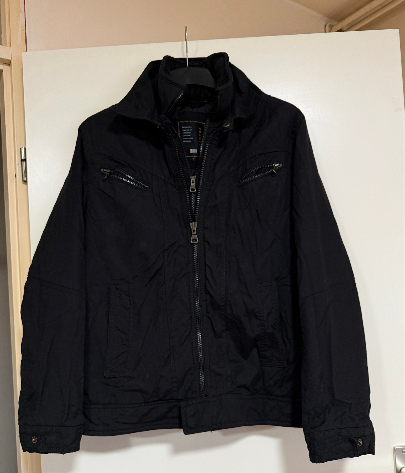 Zwarte Duomo Men jas, maat M, zo goed als nieuw, Kleding | Heren, Verzenden, Zo goed als nieuw, Maat 48/50 (M), Zwart