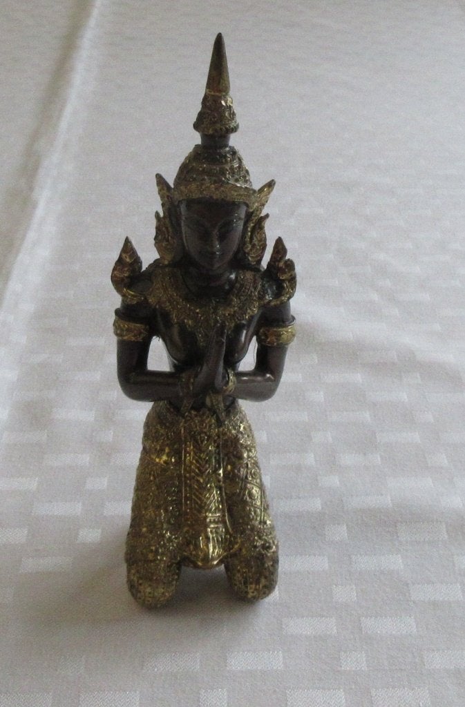 Thais Theppanom beeldje van brons met goudvergulde accenten, Ophalen of Verzenden