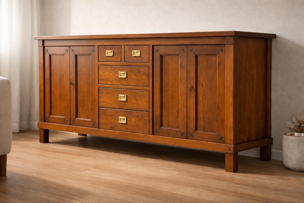 Massief eikenhouten dressoir kast - bezorgen mogelijk!, Met deur(en), Eikenhout, Ophalen of Verzenden, Zo goed als nieuw